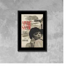 vivre sa vie 1962 film poster framed canvas print, french poster, vintage poster, anna karina, movie poster, advertising