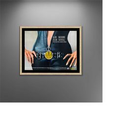 girl on a motorcycle art vintage poster framed canvas, alain delon, marianne faithfull, film poster, movie poster, adver