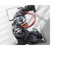 venom poster - canvas print, framed print poster, kids decor, man cave gift, wall decor, wrap, spiderman, superhero, ave