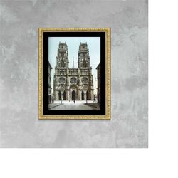 Cathedrale Sainte-Croix d'Orlans Vintage Photo Poster Exclusive Framed Canvas Print, France travel, postcard poster, tra