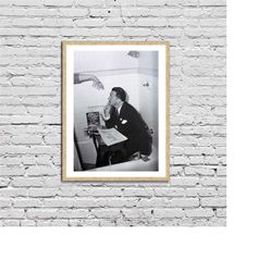 salvador dal vintage photo poster framed canvas print, spanish artist, portrait of a city, vintage poster, old city phot