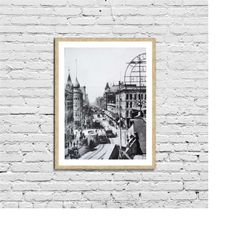 View from Spring Street Vintage Photo Poster Framed Canvas Print, Portrait of a City, Los Angeles Photos, Vintage Poster