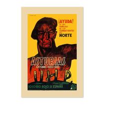 asturias fighters of the north 1930s classic spanish civil war poster | classic war art print | for gifts and wall art d