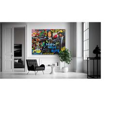banksy style pulp fiction graffiti pop art canvas decor, vincent vega, jules winnfield, mia wallace street graffiti wall