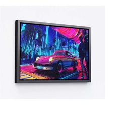 porsche cyberpunk canvas decor, porsche 911 poster, porsche car wall art,high quality canvas print, legend car gift for