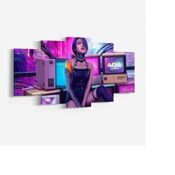 cyberpunk canvas poster, modern canvas gift, canvas decor, computer games canvas gift, wall art prints canvas decor, tre