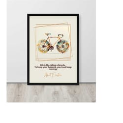abstract bike poster with albert einstein quote - original wall decor