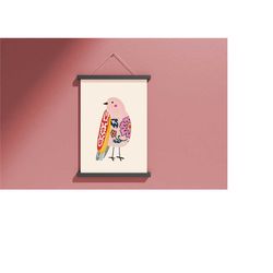 bird wall art, bird home decor, colorful bird painting, gift for child, mosaic bird poster, colorful bird wall art, bird