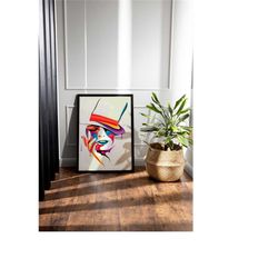 face illustration, woman illustration wall art, face home decor, woman face illustration canvas print, colorful face pos