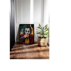 joker colored poster, joker portraid, joker home decor, joker canvas art, joker painting