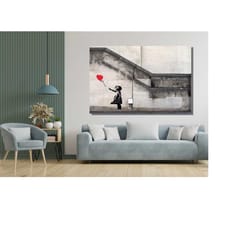 banksy chield print , banksy chield ballon poster canvas, banksy painting art, banksy print,graffiti street wall art pai