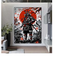 234 10 warrior poster, samurai print, warrior painting, warrior print, manga poster, samurai poster, sword fighting, war