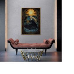 death tarot art, tarot card, dark academia, dark academia decor, home decor, halloween, witchy art, occult decor