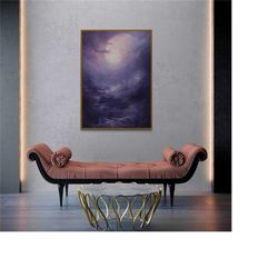 purple cloud oil painting poster/canvas, dark academia decor, halloween, dark academia, dark aesthetic