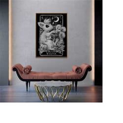 vulpix pokemon, pokemon tartot poster, halloween decor, halloween art, pokemon art