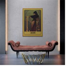 justice tarot art, dark academia, tarot card, tarot art print, deity tarot, tarot deck, witchy room decor, dark academia