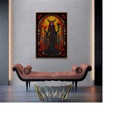 the devil tarot art, dark academia, tarot card, art nouveau tarot, tarot art print, witchy art, occult decor