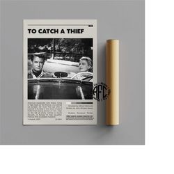 to catch a thief retro vintage poster | minimalist movie poster | retro vintage art print | wall art | home decor