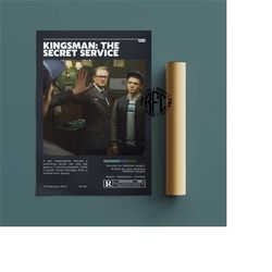 kingsman the secret service retro vintage poster | minimalist movie poster | retro vintage art print | wall art | home d