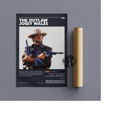the outlaw josey wales retro vintage poster | minimalist movie poster | retro vintage art print | wall art | home decor