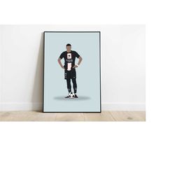 kylian mbappe, psg, digital instant download print, football, soccer, football wall decor, vector poster