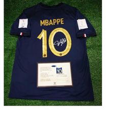 france world cup mbappe 10 2022 signed shirt/jersey (kylian mbappe) coa