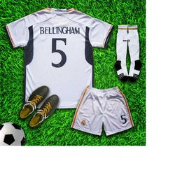 madrid bellingham 5 new home soccer jersey & shorts with socks set for boys and girls youth sizes