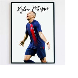 mbappe poster instant download kylian mbappe psg wall art decor mbappe psg poster soccer birthday gift psg fan gift prin