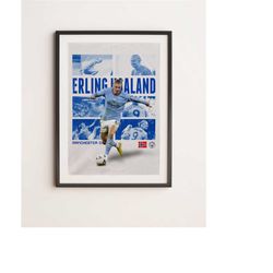 erling haaland manchester city, printable a3 sport wall art, gift for boy, poster a3