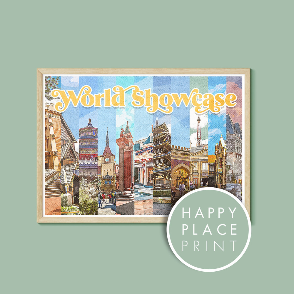 Epcot World Showcase Country Retro Print, Walt Disney World, Orlando, Florida, Disney Print, Disney Poster, World Showcase, Epcot Print.jpg