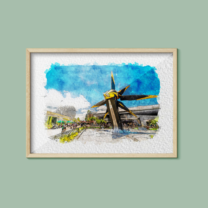 Guardians of the Galaxy Cosmic Rewind Watercolour Print, Disney Print, Walt Disney World, Disney gift, Spaceship Earth, Disneyworld, Epcot.jpg