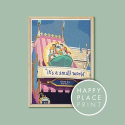 it's a small world retro poster, disney print, walt disney world, orlando, florida, disneyworld gifts, sizes a5,a4,a3,a2
