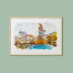 it's a small world watercolour print, disney print, walt disney world print, disney gift, walt disney print, disney park