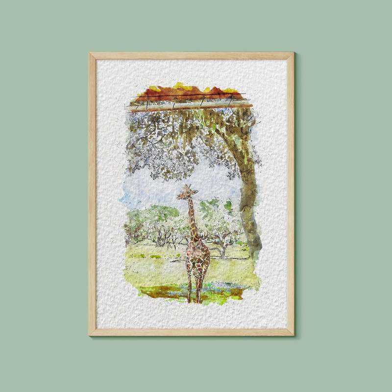 Kilimanjaro Safari Giraffe Watercolour Print, Disney Print, Walt Disney World Print, Disney Gift, Disney Parks Print, Animal Kingdom Print.jpg