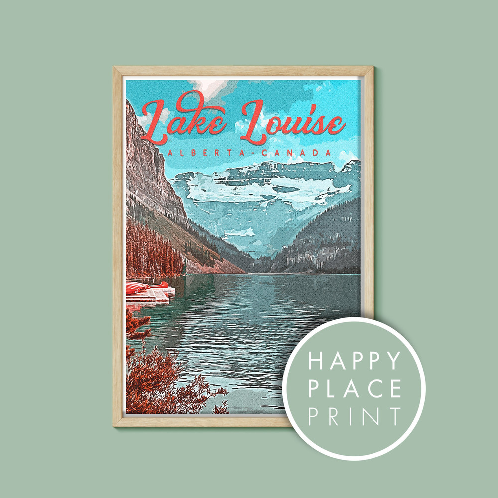Lake Louise Retro Travel Poster, Lake Louise Print, Lake Louise Poster, Canada Poster, Lake Louise Print, Canada Print, Banff Print.jpg