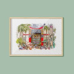 mickey and minnie's runaway railway watercolour print, disneyworld print, walt disney world, disney, landscape, sizes a5