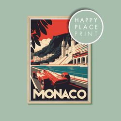 monaco grand prix vintage travel poster retro aesthetic wall art, vintage travel wall art, retro travel poster, monaco,