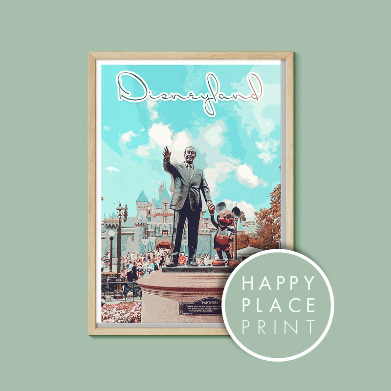 Partners Statue, Disney Print, Disneyland, Disneyland gifts, Sizes A5,A4,A3,A2,A1.jpg