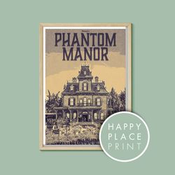 phantom manor retro poster, disney print, disneyland paris print, disneyland paris, disney halloween print, disneyland p