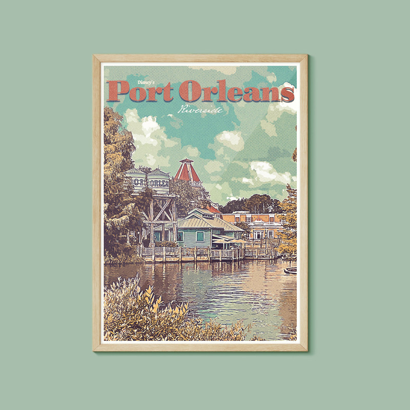 Port Orleans Riverside Resort Retro Poster, Disney Print, Walt Disney World Print, Disney Resort Hotel Print, Sizes A5,A4,A3,A2,A1 1.jpg