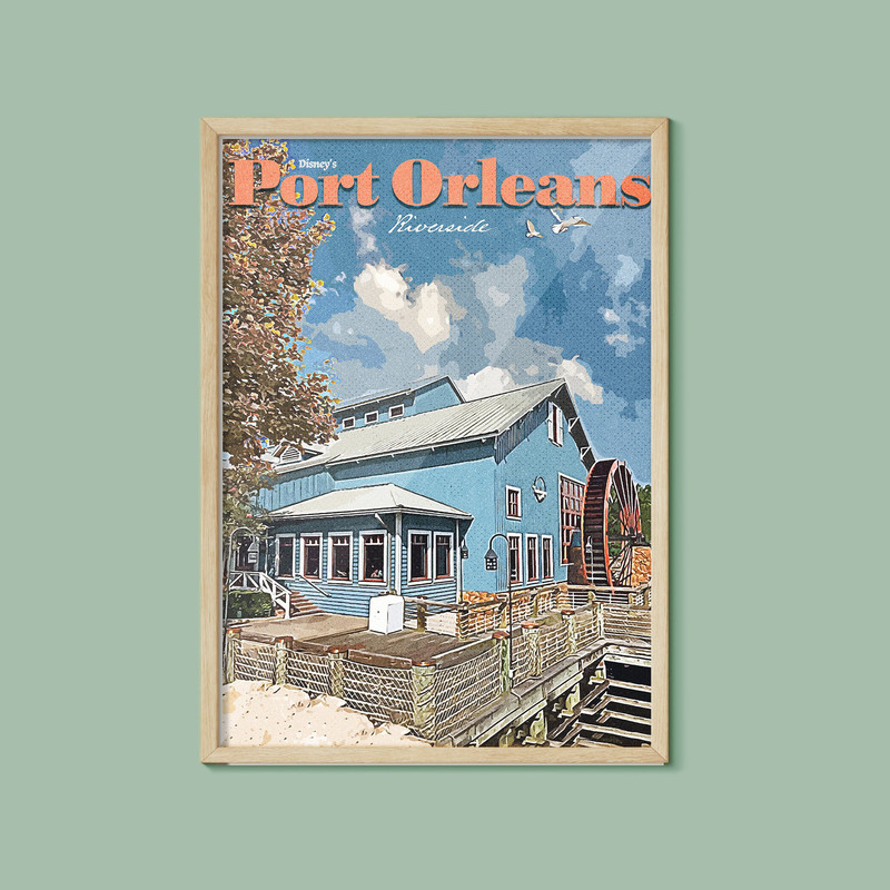 Port Orleans Riverside Resort Retro Poster, Disney Print, Walt Disney World Print, Disney Resort Hotel Print, Sizes A5,A4,A3,A2,A1.jpg
