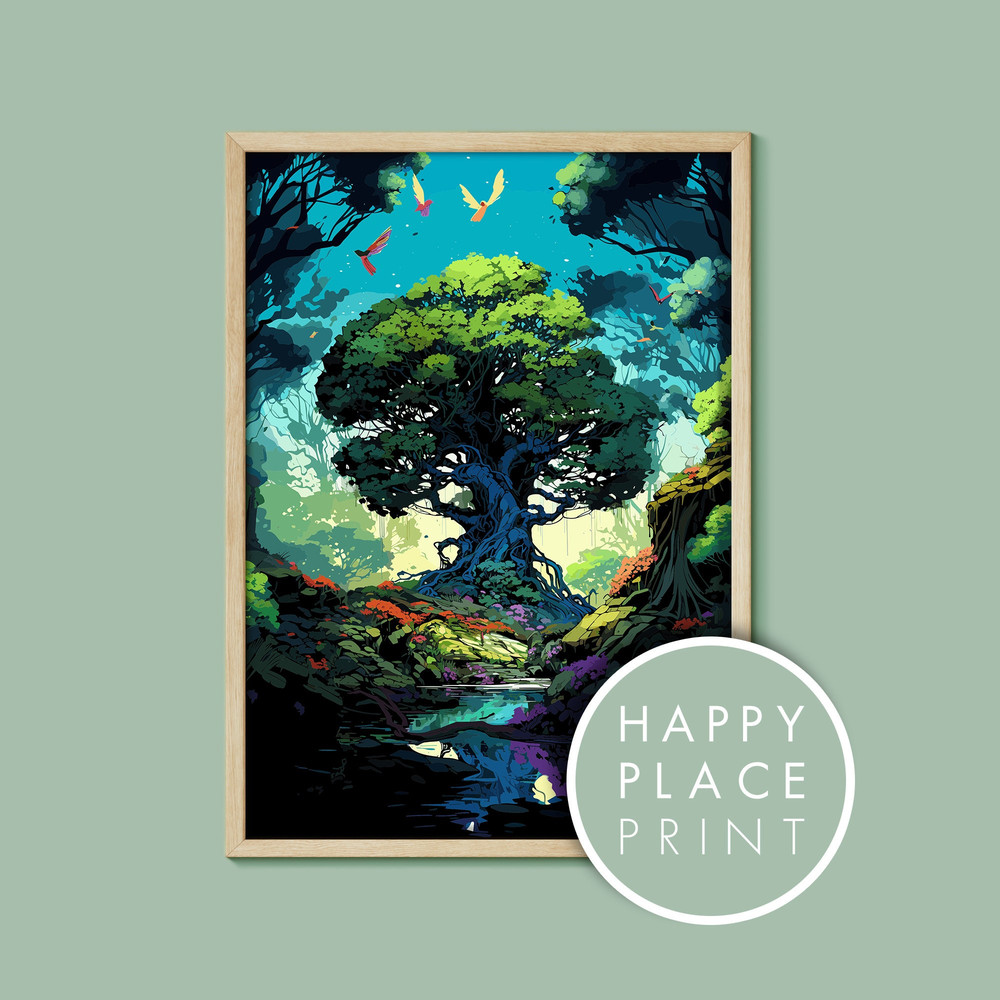 Retro Futurism Tree of Life Art Print, Animal Kingdom Decor, Vibrant Disney Poster, Disney Print, Tree of Life, Disney Parks Decor, WDW.jpg