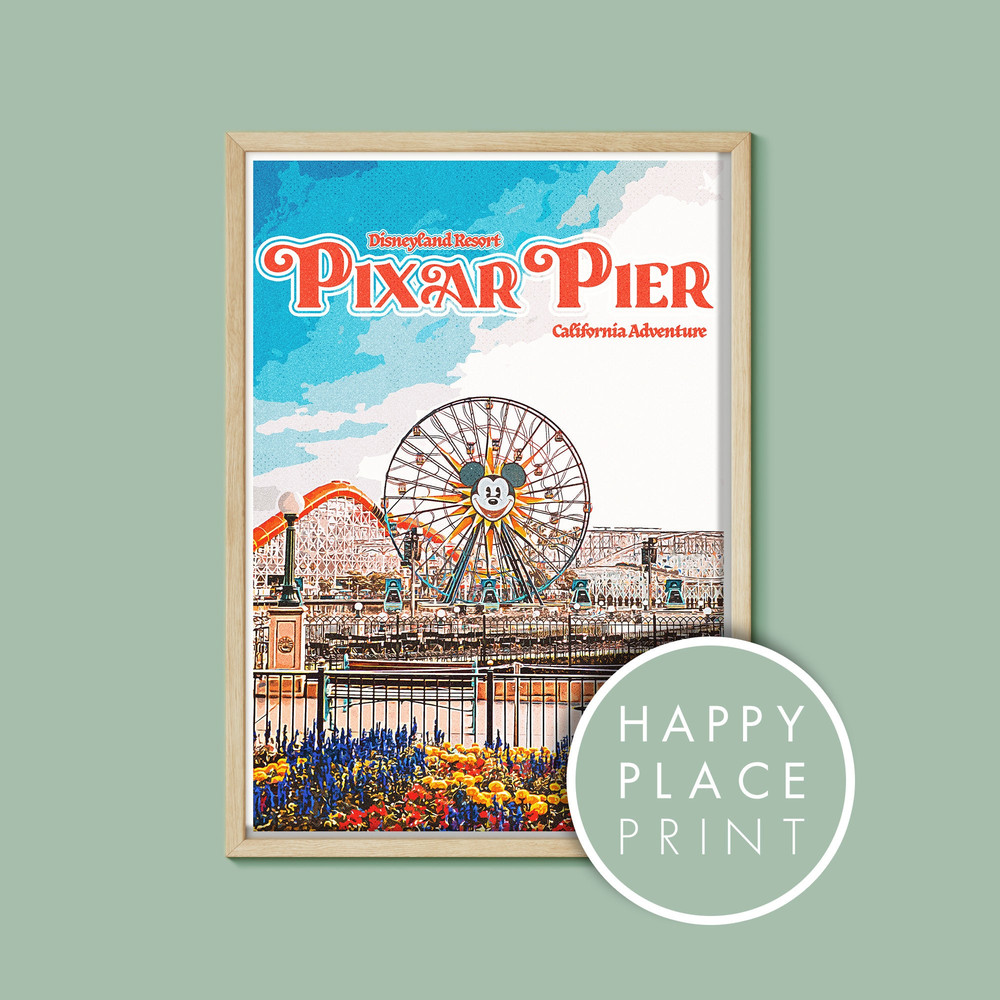 Retro Style Pixar Pier Poster at Disneyland California Adventure, Disneyland Print, Disney Print, Disneyland Poster, Disney Fan Art.jpg