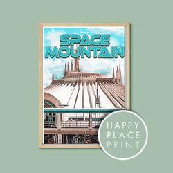 space mountain retro poster, disney print, walt disney world, orlando, florida, disneyworld gifts, sizes a5,a4,a3,a2,a1,