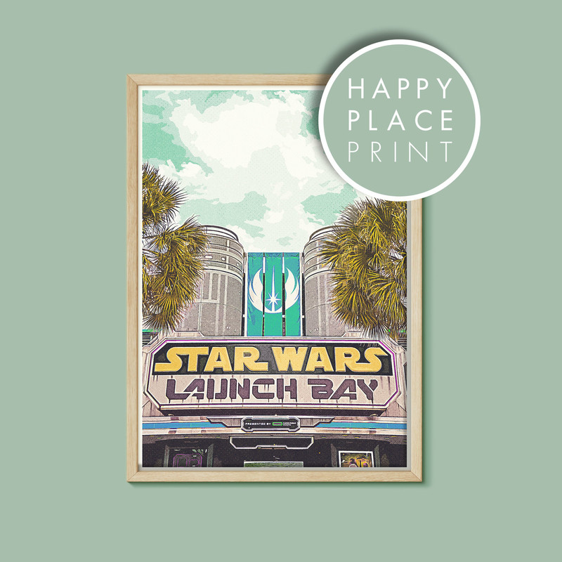 Star Wars Launch Bay Retro Poster from Hollywood Studios in Walt Disney World, Orlando, Florida, Disney Print, Disney gift, A5,A4,A3,A2,A1.jpg