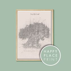 the animal kingdom blueprint poster, disney print, walt disney world poster, disney parks print, tree of life, disney bl