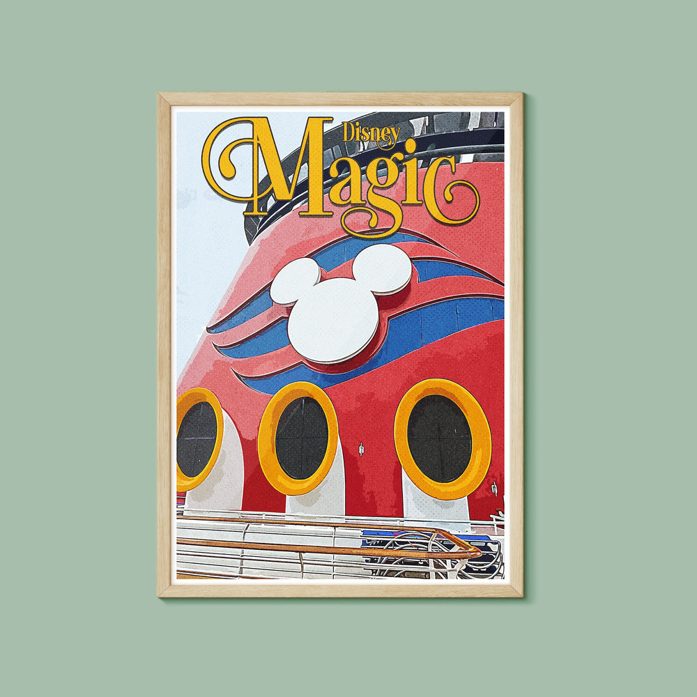 The Disney Magic Cruise Ship Retro Poster, Disney Print, Disney Cruise Poster, Walt Disney World, Disney Cruiseline Poster.jpg