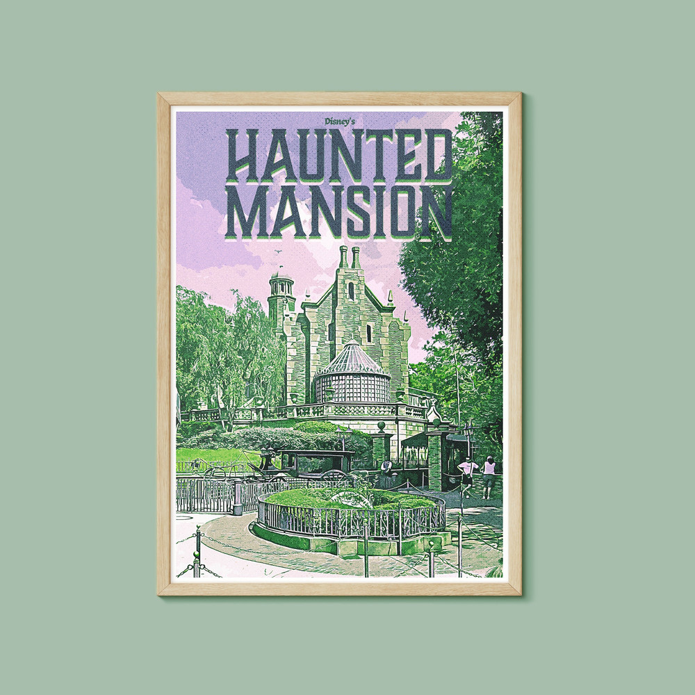 The Haunted Mansion Retro Poster, Disney Print, Walt Disney World, Orlando, Florida, Magic Kingdom, Disney Halloween, Sizes A5,A4,A3,A2,A1.jpg