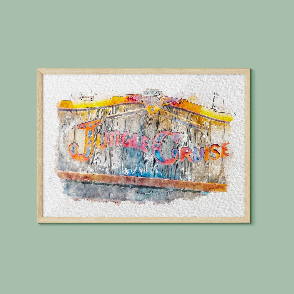 The Jungle Cruise Watercolour Print, Walt Disney World, Disney Print, Disney Parks Print, Magic Kingdom, Dwayne Johnson, Disney Ride Print.jpg