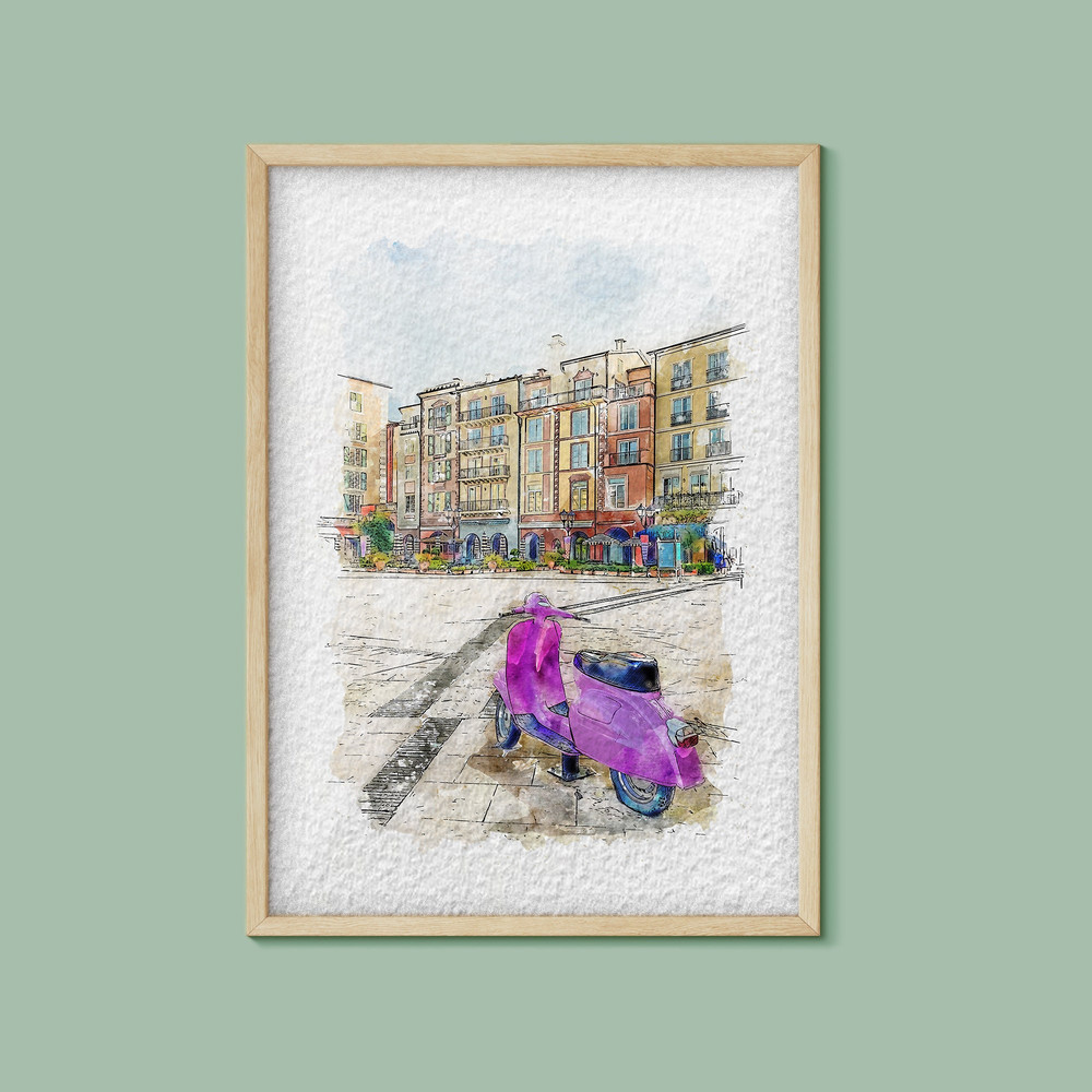 Universal Studios Orlando Portofino Bay Hotel Watercolour Print, Universal Studios Print, Universal Orlando, Florida, Portofino Bay Hotel.jpg